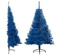 vidaXL Albero di Natale Artificiale a metà con Supporto Blu 120 cm PVC