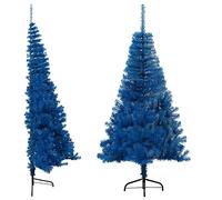 vidaXL Albero di Natale Artificiale a metà con Supporto Blu 180 cm PVC