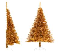 vidaXL Albero di Natale Artificiale a metà con Supporto Oro 120 cm Pet