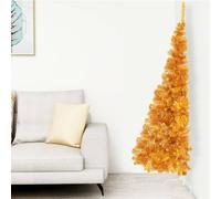 vidaXL Albero di Natale Artificiale a metà con supporto oro 240 cm PET