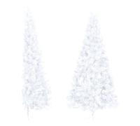 vidaXL Albero di Natale Artificiale a metà Supporto Decorazioni Natalizie Illuminazione Addobbi Feste FESTIVITÀ Invernali Bianco 240 cm in PVC