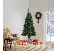 vidaXL Albero di Natale Artificiale ad Angolo con Supporto Verde 210 cm PVC