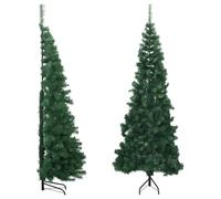 vidaXL Albero di Natale Artificiale ad Angolo con Supporto Verde 210 cm PVC