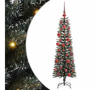 vidaXL Albero di Natale artificiale con 150 LED Verde 43 x 43 x 150 cm, Albero di Natale moderno a cono, decorazione per interni ed esterni, luci LED bianche calde