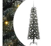 vidaXL Albero di Natale artificiale con 150 LED Verde 43 x 43 x 150 cm, Albero di Natale moderno a cono, decorazione per interni ed esterni, luci LED bianche calde