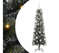 vidaXL Albero di Natale artificiale con 150 LED Verde 43 x 43 x 150 cm, Albero di Natale moderno a cono, decorazione per interni ed esterni, luci LED bianche calde