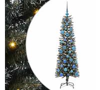 vidaXL Albero di Natale artificiale con 150 LED Verde 43 x 43 x 150 cm, Albero di Natale moderno a cono, decorazione per interni ed esterni, luci LED bianche calde