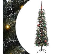 vidaXL Albero di Natale artificiale con 150 LED Verde 43 x 43 x 150 cm, Albero di Natale moderno a cono, decorazione per interni ed esterni, luci LED bianche calde