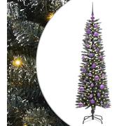 vidaXL Albero di Natale artificiale con 150 LED Verde 43 x 43 x 150 cm, Albero di Natale moderno a cono, decorazione per interni ed esterni, luci LED bianche calde