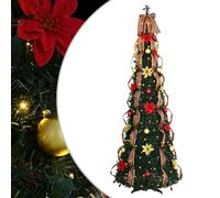 vidaXL Albero di Natale Artificiale con 200 LED Verde 210 cm PVC, Albero di Natale, a Cono, Pieghevole, Portatile, PVC Resistente, luci LED, Bianco Caldo, per Interno e Giardino