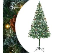 vidaXL Albero di Natale artificiale con 300 LED verde 180 cm PVC e acciaio, decorazione natalizia a forma di cono, PVC resistente, luci bianche, ornamento moderno, atmosfera festiva per il soggiorno