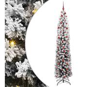 vidaXL Albero di Natale Artificiale con 300 LED Verde 210 cm, Arredamento per Soggiorno, Albero di Natale Artificiale a Forma di Cono, Slim, con Luci LED, Centro Decorativo Salvaspazio
