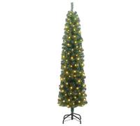 vidaXL Albero di Natale Slim con 300 LED Verde 240 cm, decorazione natalizia minimalista illuminata per interni. Decorazioni festive moderne e stagionali per esterni.