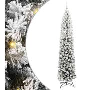 vidaXL Albero di Natale Artificiale con 300 LED Verde 240 cm, Arredamento per Soggiorno, Albero di Natale Artificiale a Forma di Cono, Slim, con Luci LED, Centro Decorativo Salvaspazio