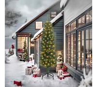 vidaXL Albero di Natale Slim con 300 LED Verde 240 cm, decorazione natalizia minimalista illuminata per interni. Decorazioni festive moderne e stagionali per esterni.