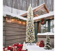 vidaXL Albero di Natale Slim con 300 LED e Neve Finta Verde 240 cm Solo per Uso Interno Perfetto per Decorazioni Festive Alberi Artificiali Decorazioni Natalizie Luci Decorative LED