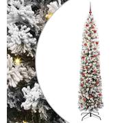 vidaXL Albero di Natale Artificiale con 300 LED Verde 240 cm, Arredamento per Soggiorno, Albero di Natale Artificiale a Forma di Cono, Slim, con Luci LED, Centro Decorativo Salvaspazio