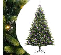 vidaXL Albero di Natale Artificiale con Cerniera 300 LED Verde 240 cm, Albero di Natale moderno a LED per il soggiorno, decorazioni festive, alberi artificiali per l'inverno