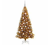vidaXL Albero di Natale Artificiale con LED e set di palline dorate, 180 cm, preilluminato, ideale per decorare interni e creare un'atmosfera festiva. Illuminazioni natalizie con luce USB LED per il