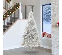 vidaXL Albero di Natale artificiale con luci integrate Argento 240 cm