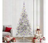 vidaXL Albero di Natale artificiale con luci integrate Argento 240 cm