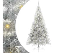 vidaXL Albero di Natale artificiale con luci integrate Argento 240 cm, Albero di Natale Moderno a Forma di Cono, Illuminazione Festiva USB, Display LED, Decorazione Stagionale per Soggiorno e Giardino