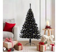 vidaXL Albero di Natale artificiale con luci integrate Nero 120 cm PVC
