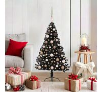 vidaXL Albero di Natale artificiale con luci integrate Nero 120 cm PVC