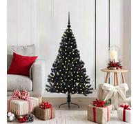 vidaXL Albero di Natale artificiale con luci integrate Nero 120 cm PVC