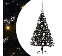 vidaXL Albero di Natale artificiale con luci integrate Nero 120 cm PVC, Albero di Natale Moderno a Forma di Cono, Illuminazione Festiva USB, Display LED, Decorazione Stagionale