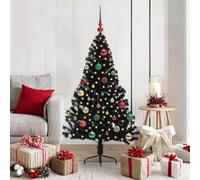vidaXL Albero di Natale artificiale con luci integrate Nero 150 cm PVC