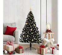 vidaXL Albero di Natale artificiale con luci integrate Nero 150 cm PVC