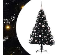 vidaXL Albero di Natale artificiale con luci integrate Nero 150 cm PVC