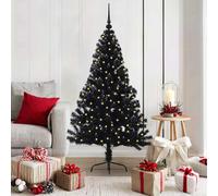 vidaXL Albero di Natale artificiale con luci integrate Nero 150 cm PVC
