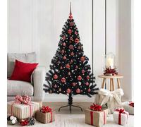 vidaXL Albero di Natale artificiale con luci integrate Nero 150 cm PVC