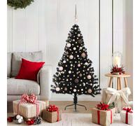 vidaXL Albero di Natale artificiale con luci integrate Nero 150 cm PVC
