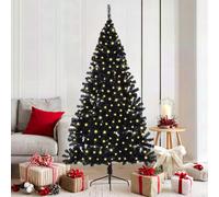 vidaXL Albero di Natale artificiale con luci integrate Nero 180 cm PVC