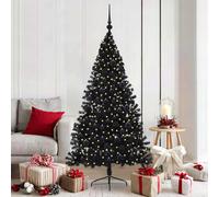 vidaXL Albero di Natale artificiale con luci integrate Nero 180 cm PVC, Albero di Natale Moderno a Forma di Cono, Illuminazione Festiva USB, Display LED, Decorazione Stagionale