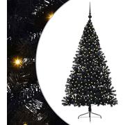 vidaXL Albero di Natale artificiale con luci integrate Nero 180 cm PVC, Albero di Natale Moderno a Forma di Cono, Illuminazione Festiva USB, Display LED, Decorazione Stagionale