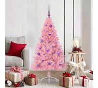 vidaXL Albero di Natale artificiale con luci integrate Rosa 150 cm PVC