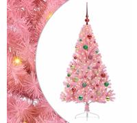 vidaXL Albero di Natale artificiale moderno a cono 150 cm Rosa PVC con luci integrate USB LED