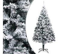 vidaXL Albero di Natale con Neve Decorazione Natalizia Addobbi Feste Abete Pino Sintetico Festoni Ornamenti Artificiale Verde 210 cm in PVC