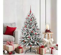 vidaXL Albero di Natale Artificiale con Rami Pieghevoli Verde e Bianco