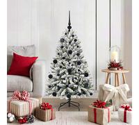 vidaXL Albero di Natale Artificiale con Rami Pieghevoli Verde e Bianco