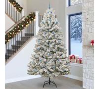 vidaXL Albero di Natale Artificiale con Rami Pieghevoli Verde e Bianco