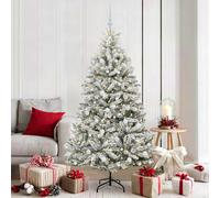 vidaXL Albero di Natale Artificiale con Rami Pieghevoli Verde e Bianco