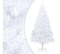 vidaXL Albero di Natale con Rami Folti Ornamenti Abete Pino Sintetico Addobbi Feste Festoni Pianta Decorazione Natalizia Artificiale Bianco 210 cm PVC