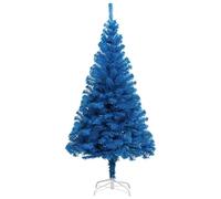 vidaXL Albero di Natale Artificiale con Supporto Decorazioni Natalizie Illuminazione Addobbi Feste FESTIVITÀ Invernali Blu 120 cm in PVC