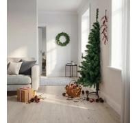 vidaXL Albero di Natale a metà con Supporto Ornamenti Abete Sintetico Decorazione Natalizia Addobbi Feste Festoni Pianta Artificiale Verde 180 cm PVC