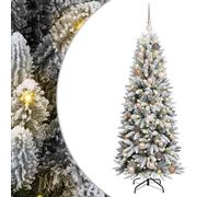 vidaXL Albero di Natale artificiale moderno 150 cm con strisce LED bianche, luce calda, palline in PVC e plastica color oro rosa, rami a cerniera, alimentazione USB e punte imbiancate